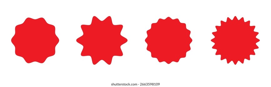 Set von Vektorstarburst, Sunburst-Abzeichen. Einfache flache Stil Vintage-Etiketten, Aufkleber.