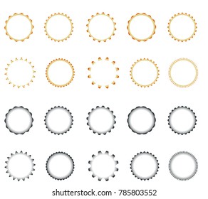 Set of vector starburst, sunburst badges.  Simple flat style. Vintage labels. Round vignette, frame Design elements. Colored stickers. A collection of different types and colors icon.