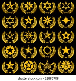 set of vector stars and laurel wreath
