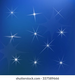 Set of vector stars on blue background
