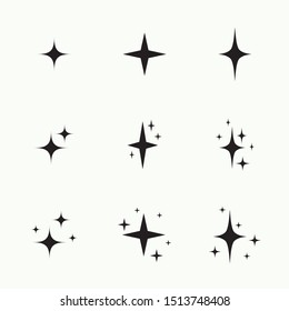 Set of vector stars sparkle icon. Bright firework, twinkle, shiny flash. Sparkles symbols vector. Glowing light effect star collection.