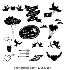 Set of vector stencil Valentine's Day and Wedding