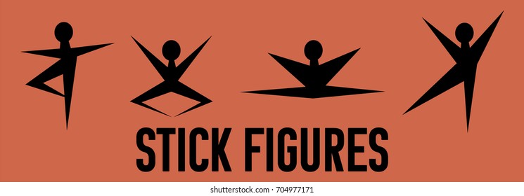 Set of vector stick figures. Fitness, ballerina, ninja
