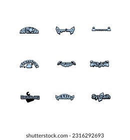 Set Vector sticker Game starts Now text inspired by Y2k Aesthetic, 90s, 2000s. Posters Template, flyers, clothes, Retro futuristic, Graphic 