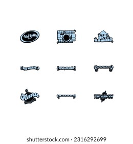 Set Vector sticker Game starts Now text inspired by Y2k Aesthetic, 90s, 2000s. Posters Template, flyers, clothes, Retro futuristic, Graphic 