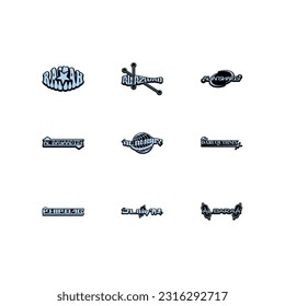 Set Vector sticker Game starts Now text inspired by Y2k Aesthetic, 90s, 2000s. Posters Template, flyers, clothes, Retro futuristic, Graphic 