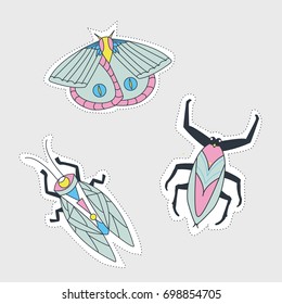 Set vector stickers bugs