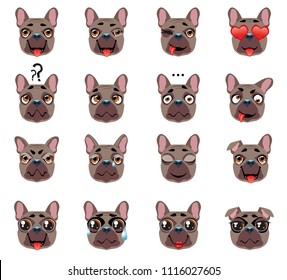 Set Vector Stickers Emojis Cute Dog Stock Vector (Royalty Free ...