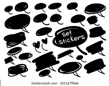 Set of vector stickers in form of speech bubbles.