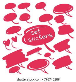 Set of vector stickers in form of speech bubbles.