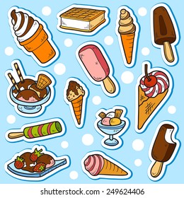 Set of vector stickers (ice cream)