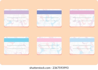 Set of vector stickers for notes. Delicate pastel horizontal stickers with space for text and a dedicated space for the title on a background of translucent butterflies. Isolated from background.