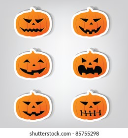 Set of vector stickers. Pumpkins for Halloween.