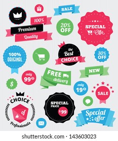 Set of vector stickers and ribbons