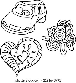 set of vector stickers road adventure