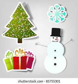 set of vector stickers. Symbols of Christmas and New Year