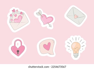 Set of vector stickers for Valentine's Day 