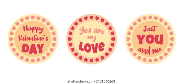 Set of vector stickers for valentine's day isolated on white background. Love concept.