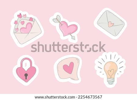 Set of vector stickers for Valentine's Day 