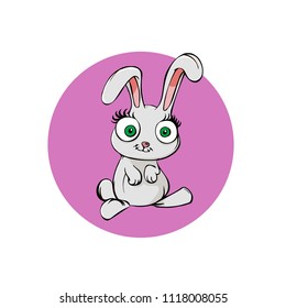 Set Vector Stock Illustrations. Emoji character cartoon rabbit sticker emoticon.