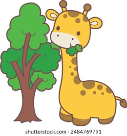 
Set Vector Stock Illustrations Isolated of Baby Giraffe.
Cute giraffe animals with various activities.
Funny sticker of Giraffe animal kids.