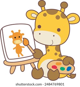 
Set Vector Stock Illustrations Isolated of Baby Giraffe.
Cute giraffe animals with various activities.
Funny sticker of Giraffe animal kids.