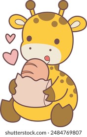 
Set Vector Stock Illustrations Isolated of Baby Giraffe.
Cute giraffe animals with various activities.
Funny sticker of Giraffe animal kids.