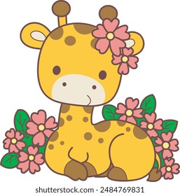 
Set Vector Stock Illustrations Isolated of Baby Giraffe.
Cute giraffe animals with various activities.
Funny sticker of Giraffe animal kids.