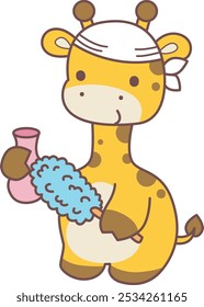 Set Vector Stock Illustrations Isolated of Baby Giraffe.
Cute giraffe animals with various activities.
Funny sticker of Giraffe animal kids.