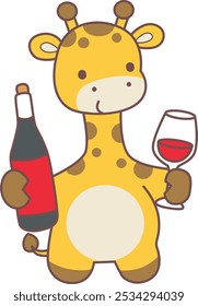 Set Vector Stock Illustrations Isolated of Baby Giraffe.
Cute giraffe animals with various activities.
Funny sticker of Giraffe animal kids.
A giraffe bring a bottle and cup of beer