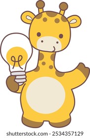 Set Vector Stock Illustrations Isolated of Baby Giraffe.
Cute giraffe animals with various activities.
A baby giraffe bring a lamp