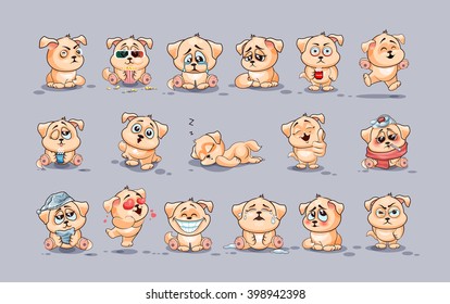 Set Vector Stock Illustrations isolated Emoji character cartoon dog stickers emoticons with different emotions 