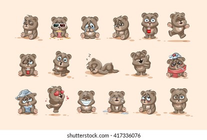 Set Vector Stock Illustrations isolated Emoji character cartoon Bear stickers emoticons with different emotions for site, info graphic, video, animation, websites, e-mails, newsletters, reports, comic