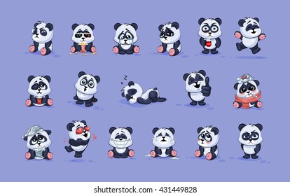 Set Vector Stock Illustrations isolated Emoji character cartoon Panda stickers emoticons with different emotions for site, info graphic, video, animation, websites, e-mails, newsletters, report, comic