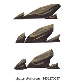 Set of vector stones composition. Cartoon vector illustration for game development. 