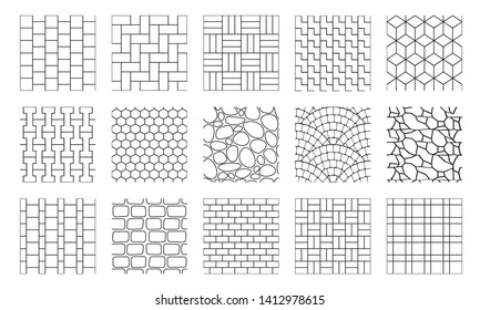 Set of vector street pavements. Top view.