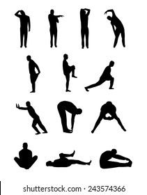 Set of vector stretching silhouettes