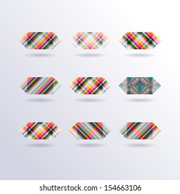 Set of Vector Striped Colorful Squares Icons, Collection of Modern Design Elements
