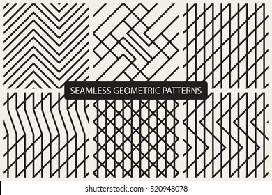 Set of vector striped seamless geometric patterns.