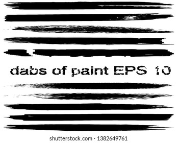 Set of vector strokes with a dry brush. Black lines on white background

