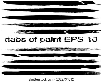 Set of vector strokes with a dry brush. Black lines on white background
