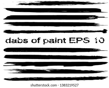 Set of vector strokes with a dry brush. Black lines on white background
