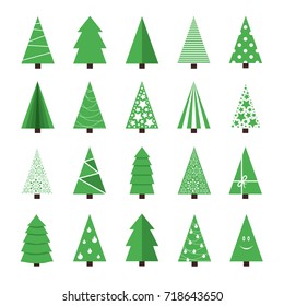 Set of vector stylish Christmas Trees