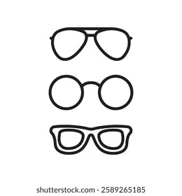 Set of vector stylish eyeglasses icon with outline stock