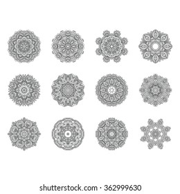 Set of vector stylish floral arabic mandala. vector illustration