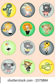Set of vector stylized African animals (wildlife)
