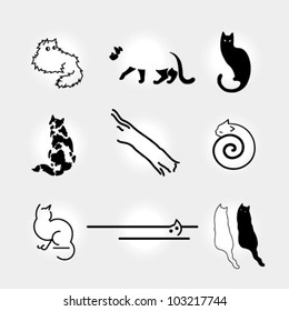 Set of vector stylized cats