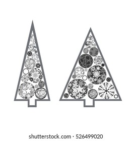 Set of vector stylized Christmas tree