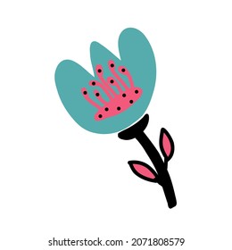 Set of vector stylized flowers.Hand drawn floral folk art.