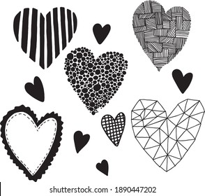 conjunto de corazones estilizados vectoriales para el día de San Valentín